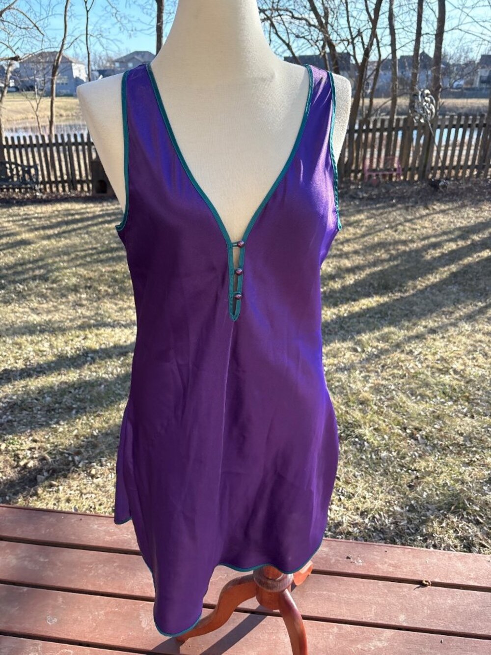 Vintage Purple Nightgown Womens Size Large Made In Korea Sleek Silhouette